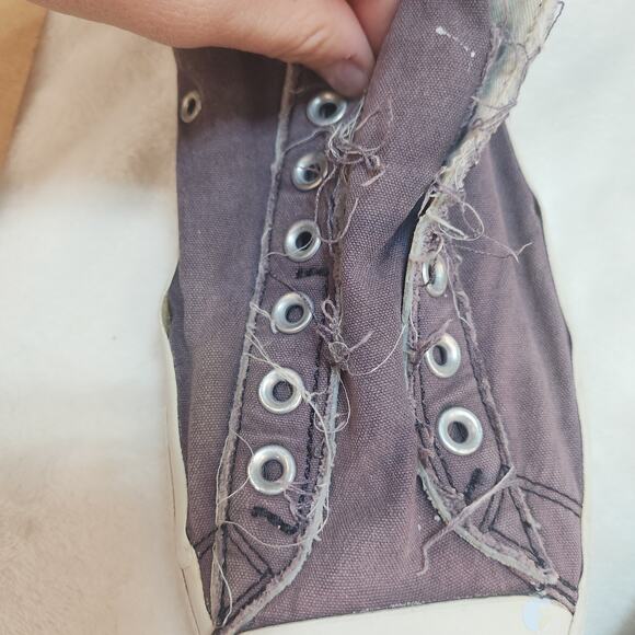 Converse Shoes Mens 13 Purple Laceless Faded Grunge Punk Destroyed Slip Ons Worn - Picture 10 of 15